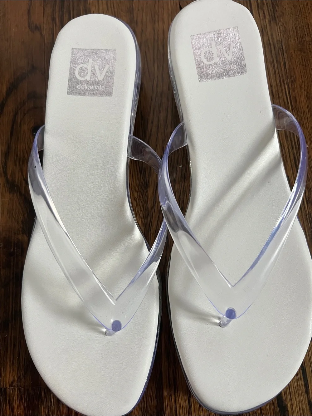 DV by Dolce Vita White Sandals with Clear PVC Straps